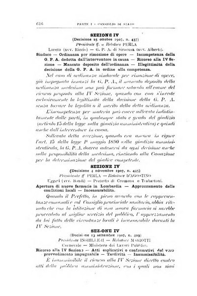 La giustizia amministrativa raccolta di decisioni e pareri del Consiglio di Stato, decisioni della Corte dei conti, sentenze della Cassazione di Roma, e decisioni delle Giunte provinciali amministrative