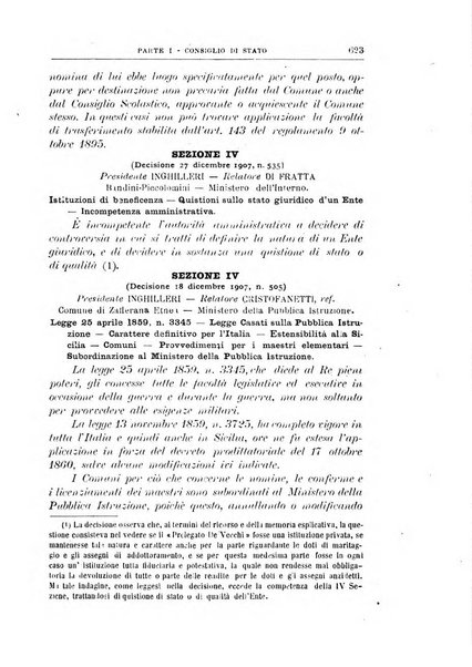 La giustizia amministrativa raccolta di decisioni e pareri del Consiglio di Stato, decisioni della Corte dei conti, sentenze della Cassazione di Roma, e decisioni delle Giunte provinciali amministrative