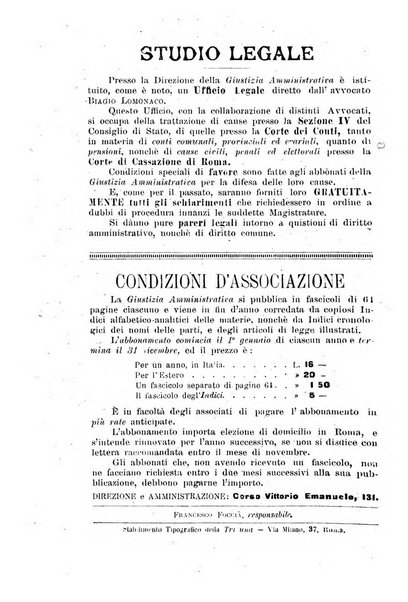 La giustizia amministrativa raccolta di decisioni e pareri del Consiglio di Stato, decisioni della Corte dei conti, sentenze della Cassazione di Roma, e decisioni delle Giunte provinciali amministrative