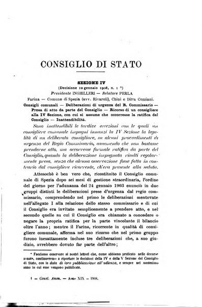 La giustizia amministrativa raccolta di decisioni e pareri del Consiglio di Stato, decisioni della Corte dei conti, sentenze della Cassazione di Roma, e decisioni delle Giunte provinciali amministrative