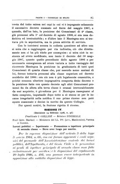 La giustizia amministrativa raccolta di decisioni e pareri del Consiglio di Stato, decisioni della Corte dei conti, sentenze della Cassazione di Roma, e decisioni delle Giunte provinciali amministrative