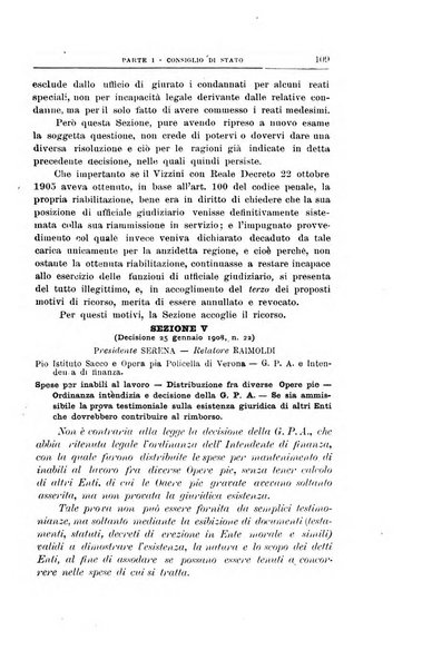 La giustizia amministrativa raccolta di decisioni e pareri del Consiglio di Stato, decisioni della Corte dei conti, sentenze della Cassazione di Roma, e decisioni delle Giunte provinciali amministrative