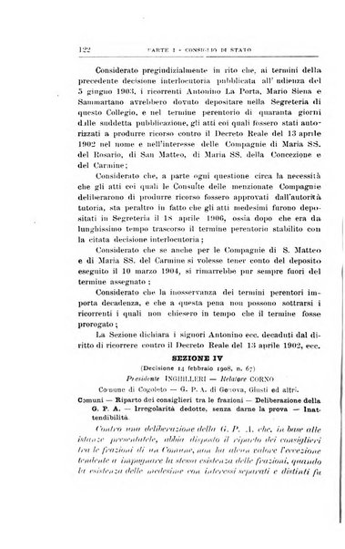 La giustizia amministrativa raccolta di decisioni e pareri del Consiglio di Stato, decisioni della Corte dei conti, sentenze della Cassazione di Roma, e decisioni delle Giunte provinciali amministrative