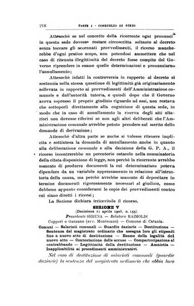 La giustizia amministrativa raccolta di decisioni e pareri del Consiglio di Stato, decisioni della Corte dei conti, sentenze della Cassazione di Roma, e decisioni delle Giunte provinciali amministrative