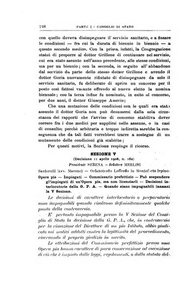 La giustizia amministrativa raccolta di decisioni e pareri del Consiglio di Stato, decisioni della Corte dei conti, sentenze della Cassazione di Roma, e decisioni delle Giunte provinciali amministrative