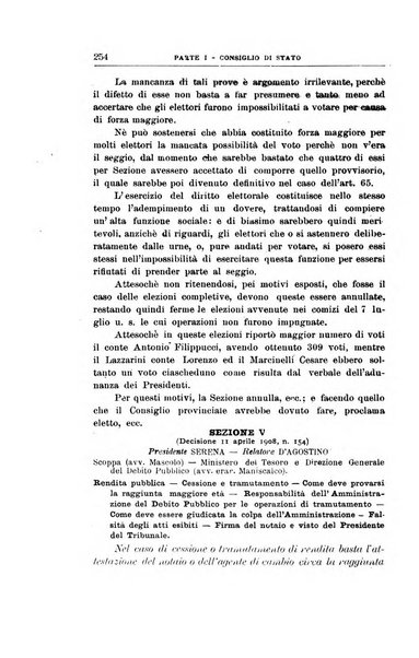 La giustizia amministrativa raccolta di decisioni e pareri del Consiglio di Stato, decisioni della Corte dei conti, sentenze della Cassazione di Roma, e decisioni delle Giunte provinciali amministrative