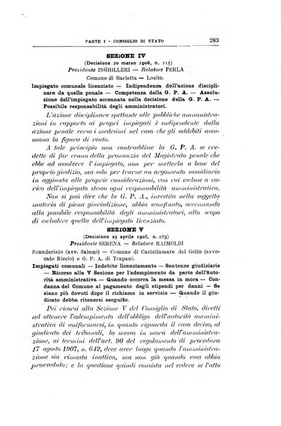 La giustizia amministrativa raccolta di decisioni e pareri del Consiglio di Stato, decisioni della Corte dei conti, sentenze della Cassazione di Roma, e decisioni delle Giunte provinciali amministrative