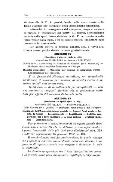 La giustizia amministrativa raccolta di decisioni e pareri del Consiglio di Stato, decisioni della Corte dei conti, sentenze della Cassazione di Roma, e decisioni delle Giunte provinciali amministrative