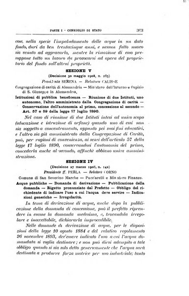 La giustizia amministrativa raccolta di decisioni e pareri del Consiglio di Stato, decisioni della Corte dei conti, sentenze della Cassazione di Roma, e decisioni delle Giunte provinciali amministrative