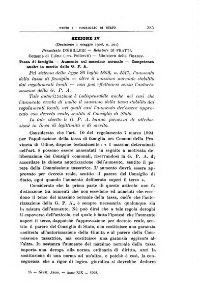 La giustizia amministrativa raccolta di decisioni e pareri del Consiglio di Stato, decisioni della Corte dei conti, sentenze della Cassazione di Roma, e decisioni delle Giunte provinciali amministrative