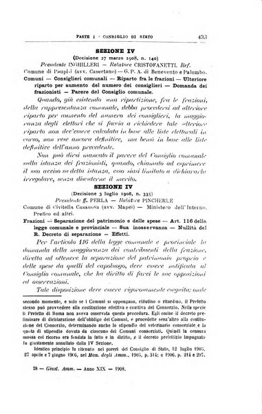 La giustizia amministrativa raccolta di decisioni e pareri del Consiglio di Stato, decisioni della Corte dei conti, sentenze della Cassazione di Roma, e decisioni delle Giunte provinciali amministrative