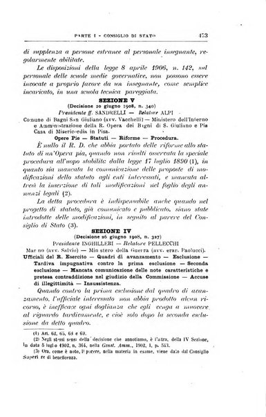 La giustizia amministrativa raccolta di decisioni e pareri del Consiglio di Stato, decisioni della Corte dei conti, sentenze della Cassazione di Roma, e decisioni delle Giunte provinciali amministrative