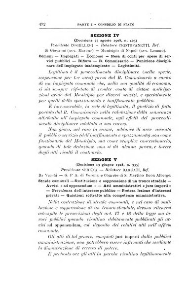 La giustizia amministrativa raccolta di decisioni e pareri del Consiglio di Stato, decisioni della Corte dei conti, sentenze della Cassazione di Roma, e decisioni delle Giunte provinciali amministrative