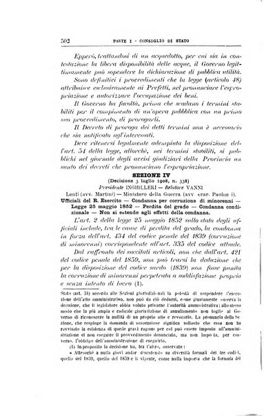 La giustizia amministrativa raccolta di decisioni e pareri del Consiglio di Stato, decisioni della Corte dei conti, sentenze della Cassazione di Roma, e decisioni delle Giunte provinciali amministrative