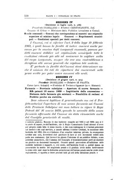 La giustizia amministrativa raccolta di decisioni e pareri del Consiglio di Stato, decisioni della Corte dei conti, sentenze della Cassazione di Roma, e decisioni delle Giunte provinciali amministrative