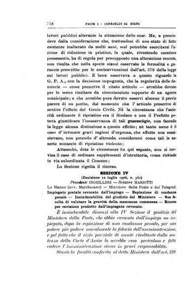 La giustizia amministrativa raccolta di decisioni e pareri del Consiglio di Stato, decisioni della Corte dei conti, sentenze della Cassazione di Roma, e decisioni delle Giunte provinciali amministrative