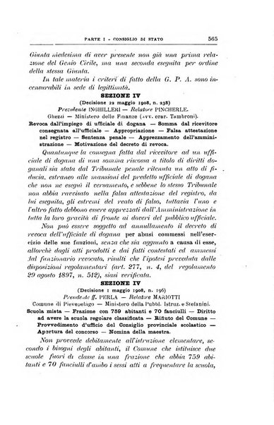 La giustizia amministrativa raccolta di decisioni e pareri del Consiglio di Stato, decisioni della Corte dei conti, sentenze della Cassazione di Roma, e decisioni delle Giunte provinciali amministrative