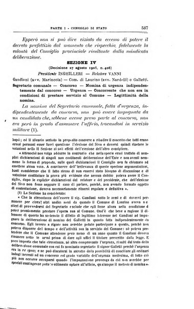 La giustizia amministrativa raccolta di decisioni e pareri del Consiglio di Stato, decisioni della Corte dei conti, sentenze della Cassazione di Roma, e decisioni delle Giunte provinciali amministrative