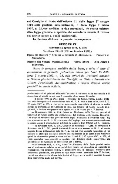 La giustizia amministrativa raccolta di decisioni e pareri del Consiglio di Stato, decisioni della Corte dei conti, sentenze della Cassazione di Roma, e decisioni delle Giunte provinciali amministrative