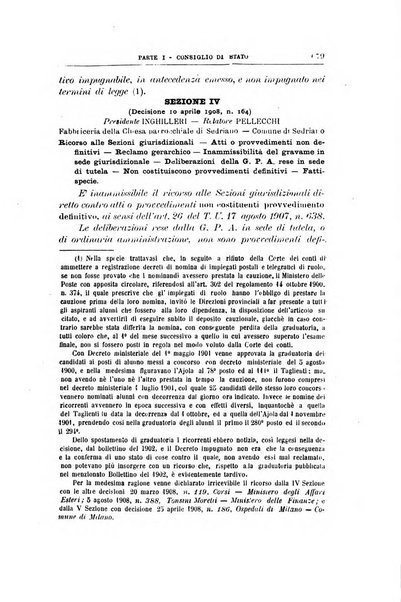 La giustizia amministrativa raccolta di decisioni e pareri del Consiglio di Stato, decisioni della Corte dei conti, sentenze della Cassazione di Roma, e decisioni delle Giunte provinciali amministrative