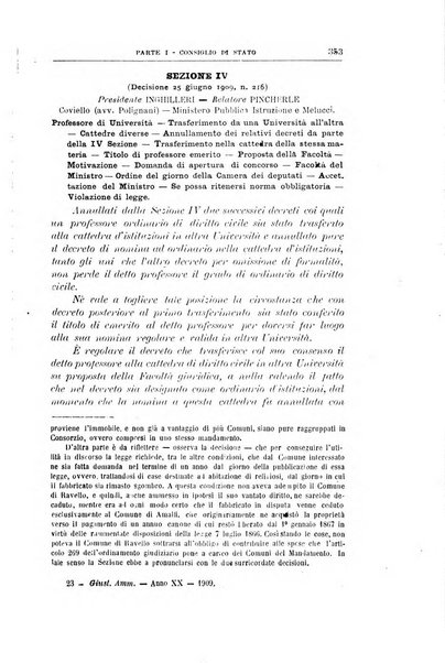 La giustizia amministrativa raccolta di decisioni e pareri del Consiglio di Stato, decisioni della Corte dei conti, sentenze della Cassazione di Roma, e decisioni delle Giunte provinciali amministrative