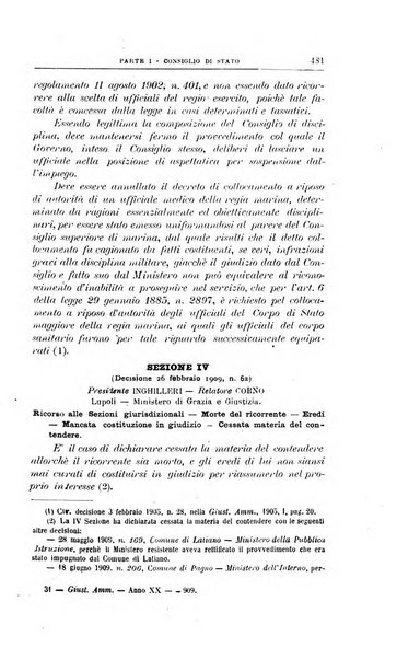 La giustizia amministrativa raccolta di decisioni e pareri del Consiglio di Stato, decisioni della Corte dei conti, sentenze della Cassazione di Roma, e decisioni delle Giunte provinciali amministrative