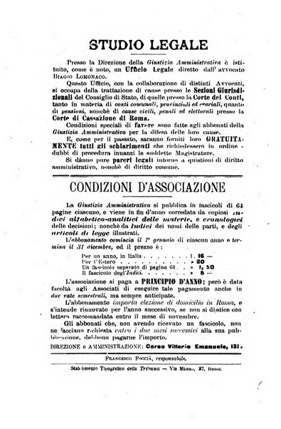 La giustizia amministrativa raccolta di decisioni e pareri del Consiglio di Stato, decisioni della Corte dei conti, sentenze della Cassazione di Roma, e decisioni delle Giunte provinciali amministrative