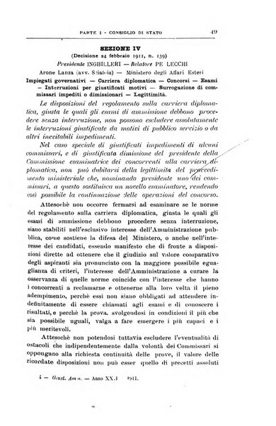 La giustizia amministrativa raccolta di decisioni e pareri del Consiglio di Stato, decisioni della Corte dei conti, sentenze della Cassazione di Roma, e decisioni delle Giunte provinciali amministrative