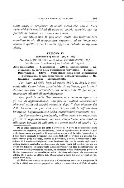 La giustizia amministrativa raccolta di decisioni e pareri del Consiglio di Stato, decisioni della Corte dei conti, sentenze della Cassazione di Roma, e decisioni delle Giunte provinciali amministrative