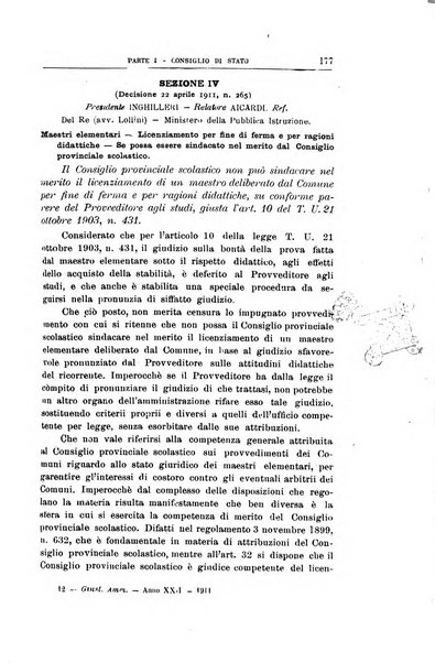 La giustizia amministrativa raccolta di decisioni e pareri del Consiglio di Stato, decisioni della Corte dei conti, sentenze della Cassazione di Roma, e decisioni delle Giunte provinciali amministrative