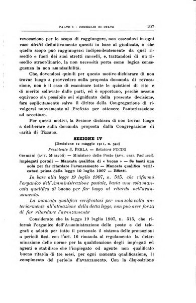 La giustizia amministrativa raccolta di decisioni e pareri del Consiglio di Stato, decisioni della Corte dei conti, sentenze della Cassazione di Roma, e decisioni delle Giunte provinciali amministrative