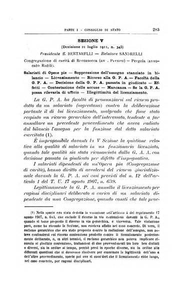 La giustizia amministrativa raccolta di decisioni e pareri del Consiglio di Stato, decisioni della Corte dei conti, sentenze della Cassazione di Roma, e decisioni delle Giunte provinciali amministrative