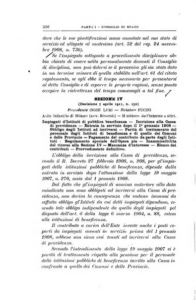 La giustizia amministrativa raccolta di decisioni e pareri del Consiglio di Stato, decisioni della Corte dei conti, sentenze della Cassazione di Roma, e decisioni delle Giunte provinciali amministrative