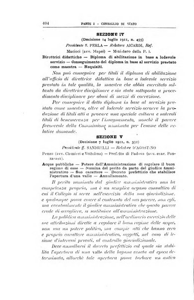 La giustizia amministrativa raccolta di decisioni e pareri del Consiglio di Stato, decisioni della Corte dei conti, sentenze della Cassazione di Roma, e decisioni delle Giunte provinciali amministrative