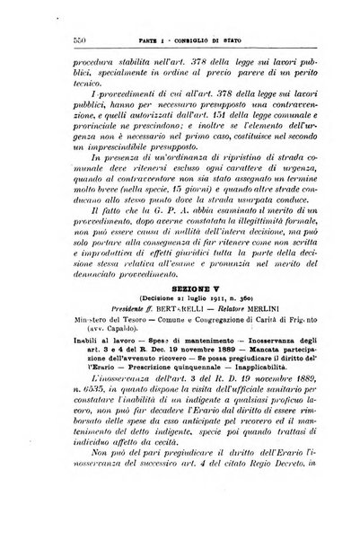 La giustizia amministrativa raccolta di decisioni e pareri del Consiglio di Stato, decisioni della Corte dei conti, sentenze della Cassazione di Roma, e decisioni delle Giunte provinciali amministrative