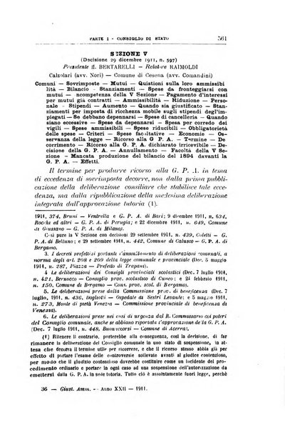 La giustizia amministrativa raccolta di decisioni e pareri del Consiglio di Stato, decisioni della Corte dei conti, sentenze della Cassazione di Roma, e decisioni delle Giunte provinciali amministrative