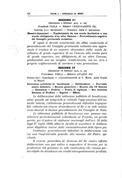 La giustizia amministrativa raccolta di decisioni e pareri del Consiglio di Stato, decisioni della Corte dei conti, sentenze della Cassazione di Roma, e decisioni delle Giunte provinciali amministrative