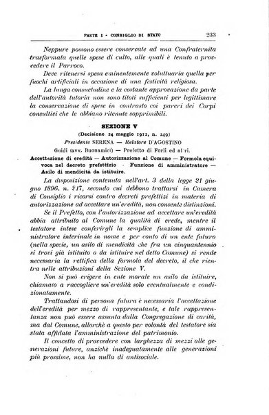 La giustizia amministrativa raccolta di decisioni e pareri del Consiglio di Stato, decisioni della Corte dei conti, sentenze della Cassazione di Roma, e decisioni delle Giunte provinciali amministrative