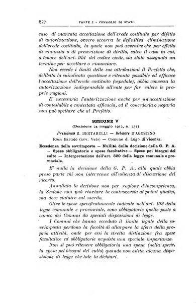 La giustizia amministrativa raccolta di decisioni e pareri del Consiglio di Stato, decisioni della Corte dei conti, sentenze della Cassazione di Roma, e decisioni delle Giunte provinciali amministrative