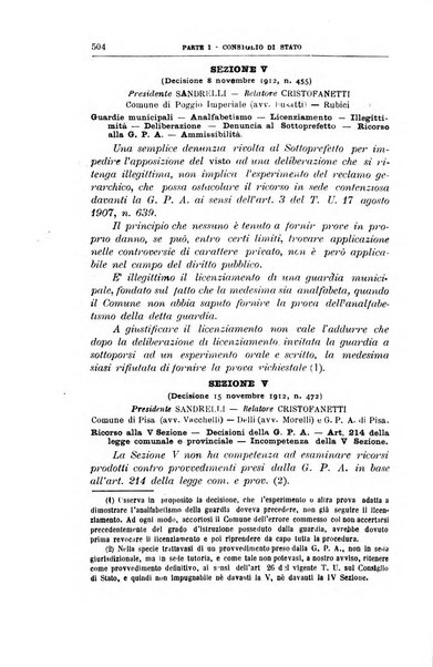 La giustizia amministrativa raccolta di decisioni e pareri del Consiglio di Stato, decisioni della Corte dei conti, sentenze della Cassazione di Roma, e decisioni delle Giunte provinciali amministrative