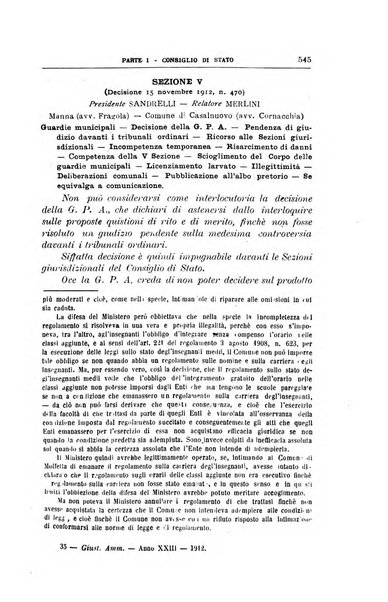 La giustizia amministrativa raccolta di decisioni e pareri del Consiglio di Stato, decisioni della Corte dei conti, sentenze della Cassazione di Roma, e decisioni delle Giunte provinciali amministrative