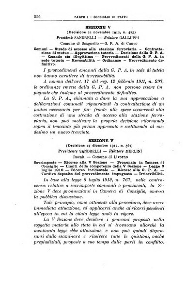 La giustizia amministrativa raccolta di decisioni e pareri del Consiglio di Stato, decisioni della Corte dei conti, sentenze della Cassazione di Roma, e decisioni delle Giunte provinciali amministrative