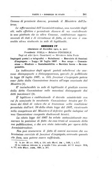 La giustizia amministrativa raccolta di decisioni e pareri del Consiglio di Stato, decisioni della Corte dei conti, sentenze della Cassazione di Roma, e decisioni delle Giunte provinciali amministrative