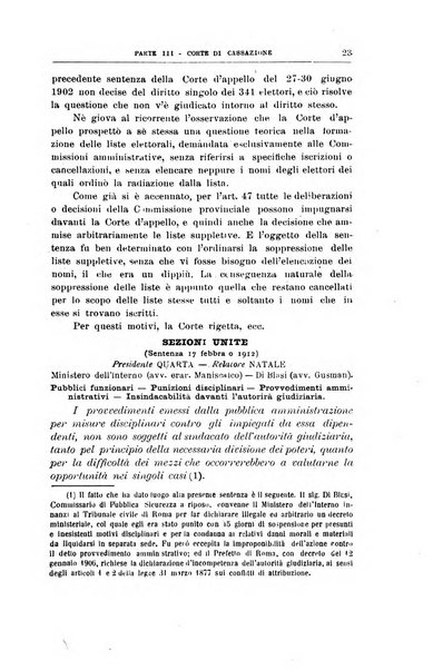 La giustizia amministrativa raccolta di decisioni e pareri del Consiglio di Stato, decisioni della Corte dei conti, sentenze della Cassazione di Roma, e decisioni delle Giunte provinciali amministrative