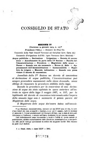 La giustizia amministrativa raccolta di decisioni e pareri del Consiglio di Stato, decisioni della Corte dei conti, sentenze della Cassazione di Roma, e decisioni delle Giunte provinciali amministrative