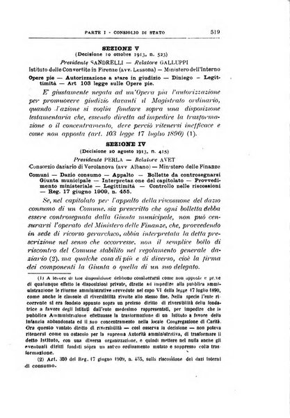 La giustizia amministrativa raccolta di decisioni e pareri del Consiglio di Stato, decisioni della Corte dei conti, sentenze della Cassazione di Roma, e decisioni delle Giunte provinciali amministrative