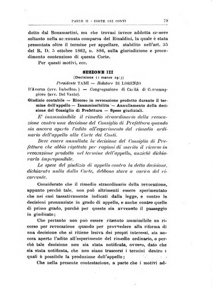 La giustizia amministrativa raccolta di decisioni e pareri del Consiglio di Stato, decisioni della Corte dei conti, sentenze della Cassazione di Roma, e decisioni delle Giunte provinciali amministrative