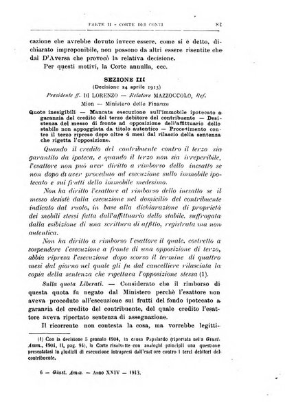 La giustizia amministrativa raccolta di decisioni e pareri del Consiglio di Stato, decisioni della Corte dei conti, sentenze della Cassazione di Roma, e decisioni delle Giunte provinciali amministrative