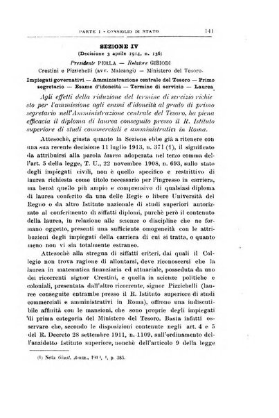 La giustizia amministrativa raccolta di decisioni e pareri del Consiglio di Stato, decisioni della Corte dei conti, sentenze della Cassazione di Roma, e decisioni delle Giunte provinciali amministrative