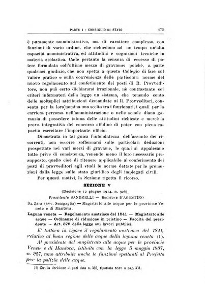 La giustizia amministrativa raccolta di decisioni e pareri del Consiglio di Stato, decisioni della Corte dei conti, sentenze della Cassazione di Roma, e decisioni delle Giunte provinciali amministrative